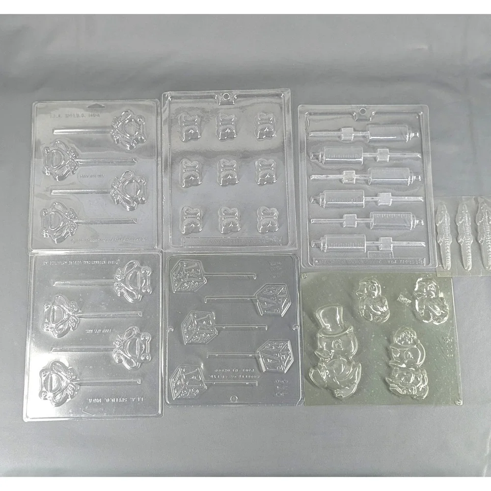 Vintage Plastic Chocolate Candy Mold Lot Butterfly Frog Syringe Block Croc